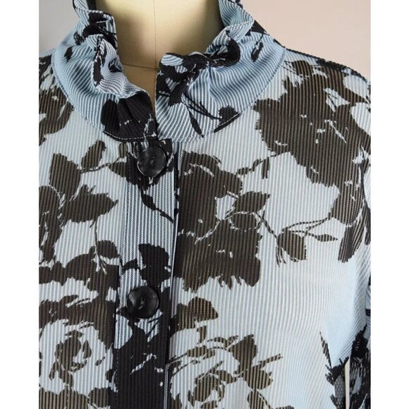 TERRA SJ APPAREL FLORAL WIRE STAND UP RUFFLE COLLAR BLOUSE - Picture 3 of 8